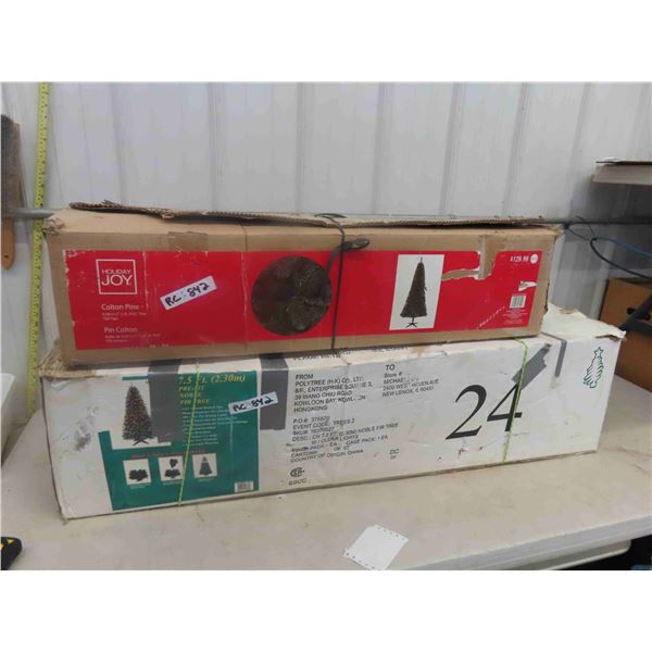 2 Artificial Christmas Trees - Both 7.5" - 1 Pre Lit