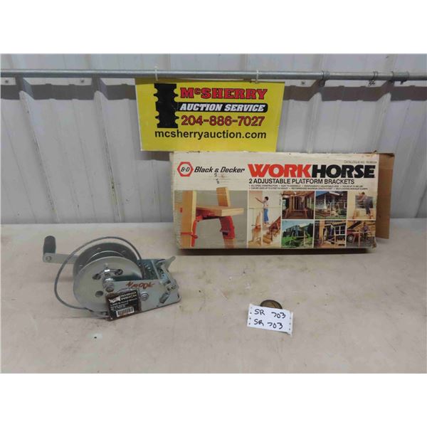 Rhino Hand Winch + New in Box Work Horse, Platform Bracket
