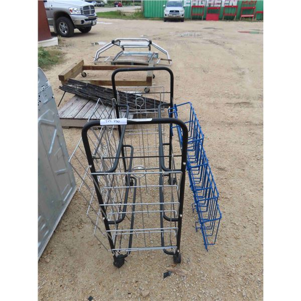 Metal Rolling Rack + Blue Wire Rack For Book or Brochures or Knick ...