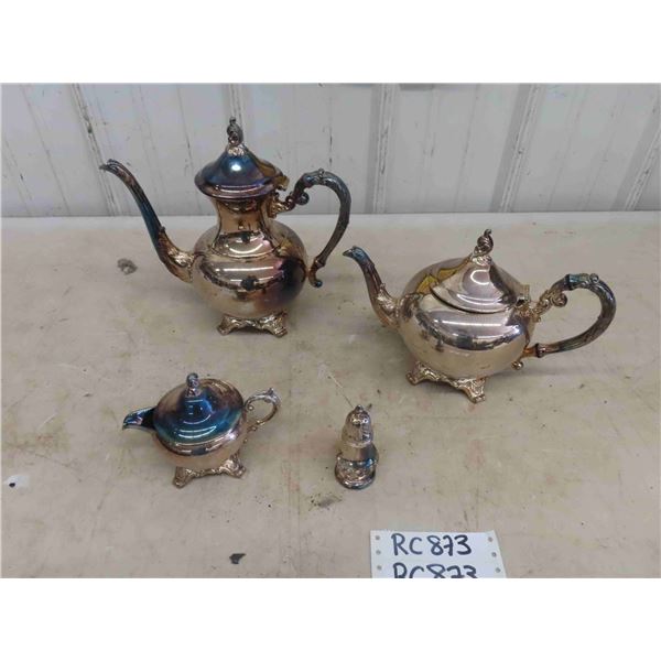 Silver Plate Tea Servers, Creamer, Salt Shaker - WA Canada