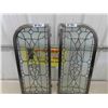 Image 2 : 2 Leaded Glass Panels from Fire Place , Heavy Metal Frame