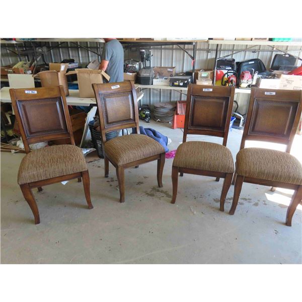 4 Wood with Cloth Seat Dining Room Chairs 