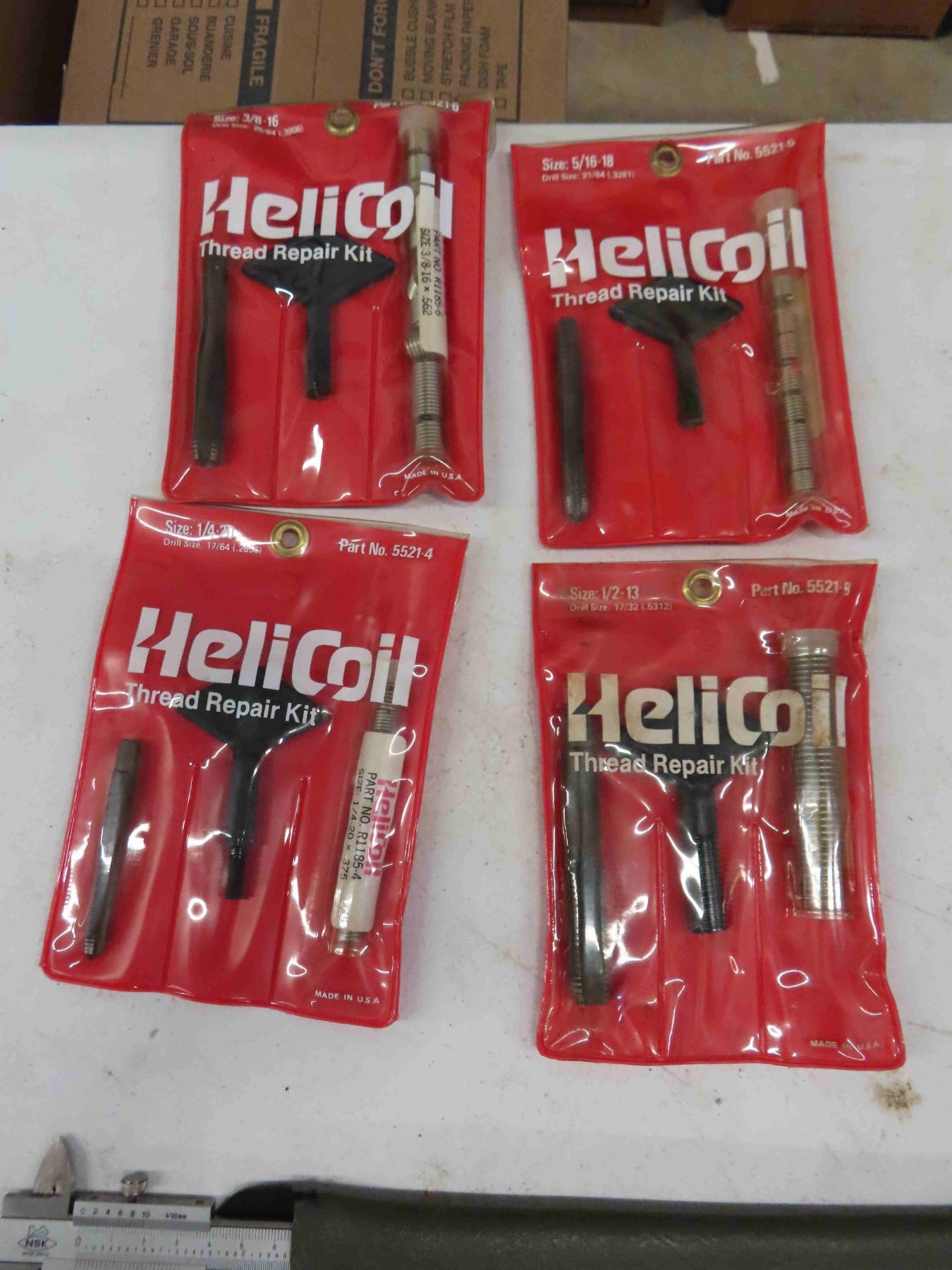 Helicoil Rework Heli Coil Thread Repair Kit, Magnetic Trays, Riveter, Caliper, Puller ...