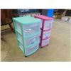 Image 2 : 2 Plastic Rolling Drawer Carts - Narrow + Medium Size