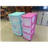 Image 3 : 2 Plastic Rolling Drawer Carts - Narrow + Medium Size