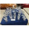 Image 1 : 24 Clear Glass Items ; Decanter + Wine Glasses - Crystal + Cut Glass