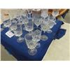 Image 5 : 24 Clear Glass Items ; Decanter + Wine Glasses - Crystal + Cut Glass
