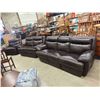 Image 1 : 3pc Leather Quality Living Rom Suite including Power Recliner ; 