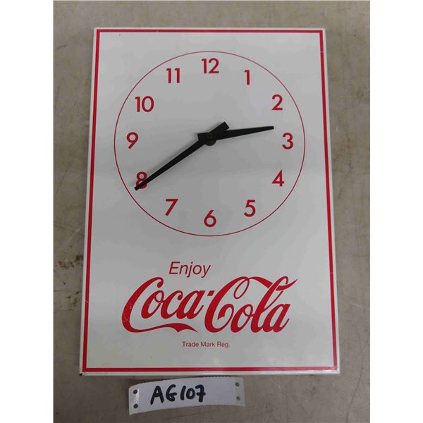 Coca-Cola Battery Operated Metal Clock 9.5" x 13.5"