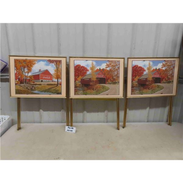 3 Coca-Cola TV Trays / Tables 