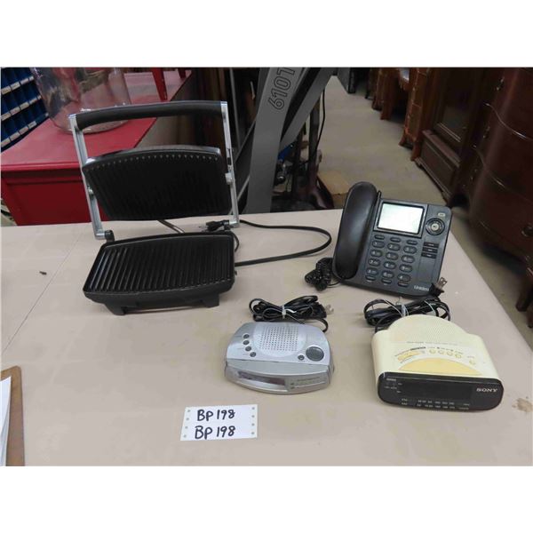 Waffle Maker, Uniden Phone, 2 Clock Radios