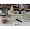 Image 3 : Various Glass Kitchen Items; Measuring Cups, Rolling Pin, Choppers, Parmesan Shakers, 