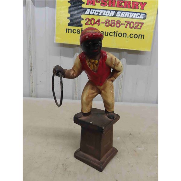 Cast Iron Jockey Black Americana Hitching Post