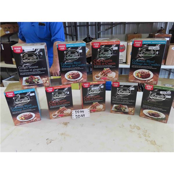 (9) Bradley Smoker Wood Briquettes - Assorted Flavors New in Boxes