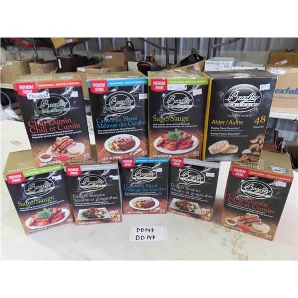 (9) Bradley Smoker Wood Briquettes - Assorted Flavors New in Boxes