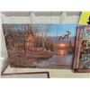 Image 4 : 7 Assorted Wall Art Items - Some Painted Hardboard, Canvas + Tin , Some Have LED