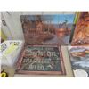 Image 2 : 8 Assorted Wall Art Items - Some Painted Hardboard, Canvas + Tin , Some Have LED