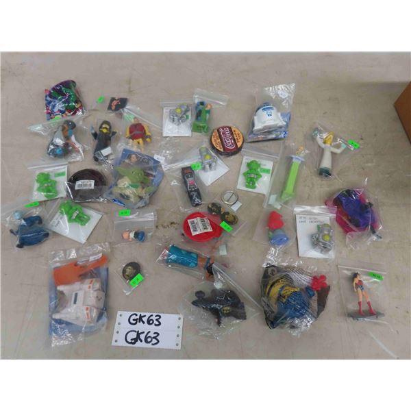 Assorted Toys ; Action Figures, Aliens, Burger King Meal Toys, plus more