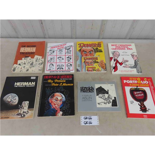 8 Various Comic/ Political Cartoon Books; Herman, Donato's, Aislin, plus more