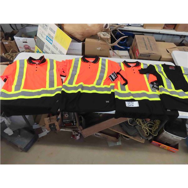 3 Medium Hi Vis Tough Duck Safety Shirts New With Tags,  1 Pioneer Hi Vis Shirt - NO Tags