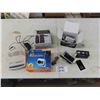Image 1 : Box of Assorted Electronics ; Com Switch, USB Stereo Speakers, Mobile Power, 