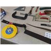 Image 4 : Carpentry Tools ; Square, Tape Measure, Wrecking Bar, Hatchet, Stapler, Hammer, 