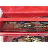 Image 2 : Beach 2 Drawer Hinged Top Tool Box with some Tools ; Wrenches, Snips, Screwdrivers