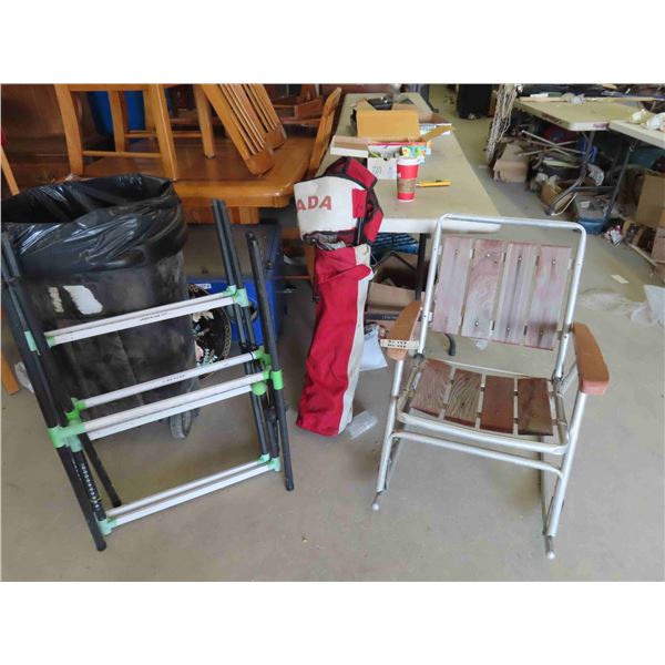 Folding Wooden Slat Aluminum Frame Lawn Rocking Chair, Folding Chair in Bag,