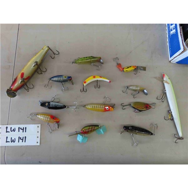 12 + 1 Vintage Lures - All Loose, No Boxes - Most Have Barbed Hooks; Heddon, 