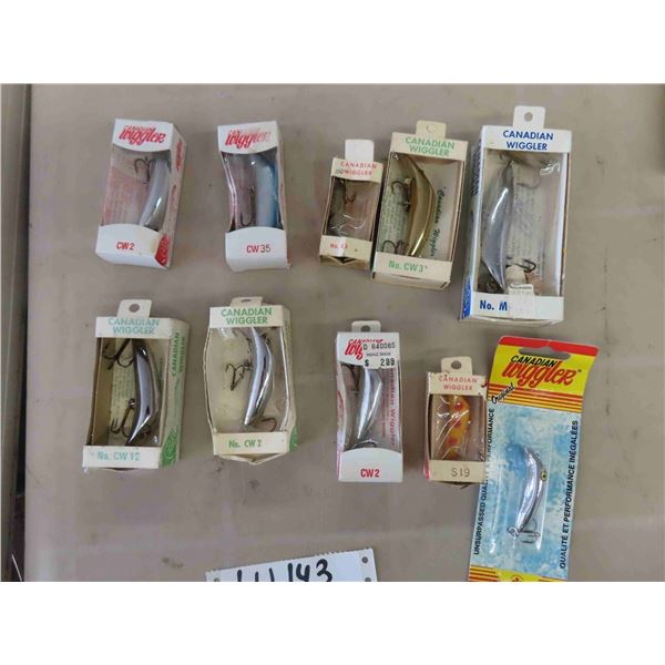 10 Packaged Canadian Wiggler Vintage Lures ; CWZ, CW3, 519, plus more