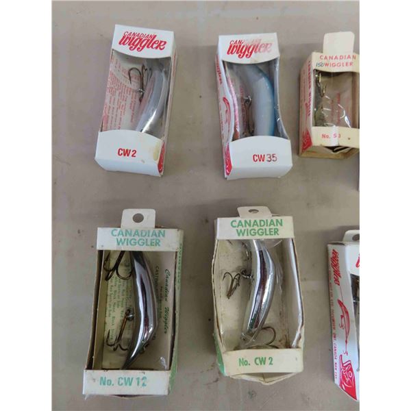 10 Packaged Canadian Wiggler Vintage Lures ; CWZ, CW3, 519, plus more
