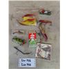 Image 1 : Assorted Vintage Lures - some in Package, Most Loose, Some Wood - Good Early