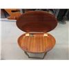 Image 3 : Small Wooden Table with Oval Lift Top + Music Box - Nice Inlay on Lid, Music Box 