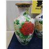 Image 2 : 3 Vintage Cloisonne Vases - 2 Matching Floral 12" Tall & Oriental Dragon