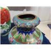 Image 4 : 3 Vintage Cloisonne Vases - 2 Matching Floral 12" Tall & Oriental Dragon
