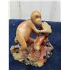 Image 6 : Carved Stone 3pc Ornamental Monkeys with Little Bowls - Some Damage + Repair