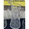 Image 6 : Crystal + Cut Glass ; Pitcher, Decanters, Floral Etched Glasses + Stoppers
