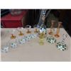Image 1 : Hand Painted Floral Decanter + Glass, Matching Candle Holders, Stemware, 2 