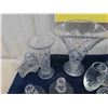 Image 2 : Large Variety of Crystal + Cut Glass; Vases, Candle Holders, Trays, Creamers, plus more