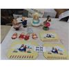 Image 1 : Assorted Dutch Themed Porcelain Figures, Chalkware Wall Hangers, Tin Table Protectors
