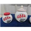 Image 3 : Vintage White Glass Spice Canisters ; Salt Pepper, Sugar, Flour - 1 Unnamed