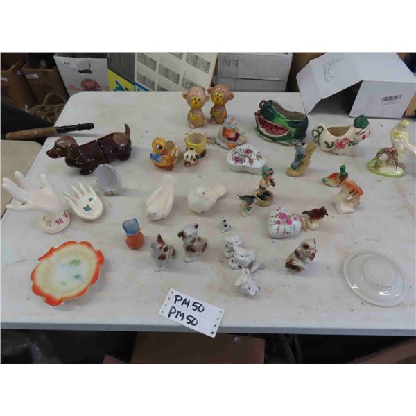 Assorted Porcelain Animals, Planters, Salt + Pepper Shakers - Cool Weiner Dog