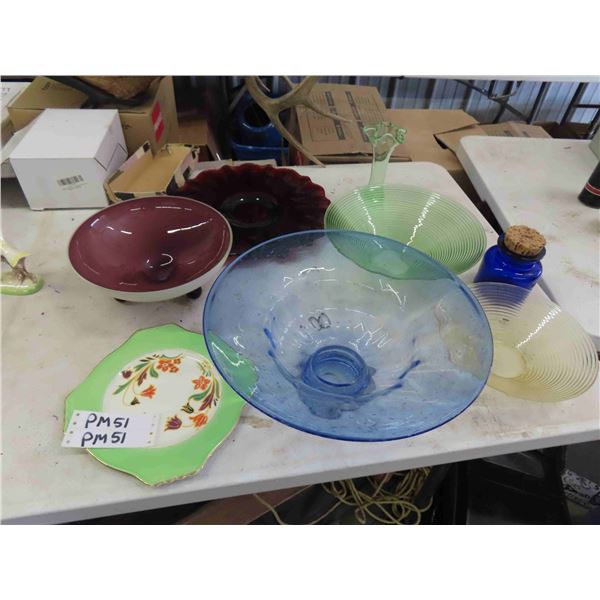 Colored Glass Bowls, Candy Dishes, Vase, plus more