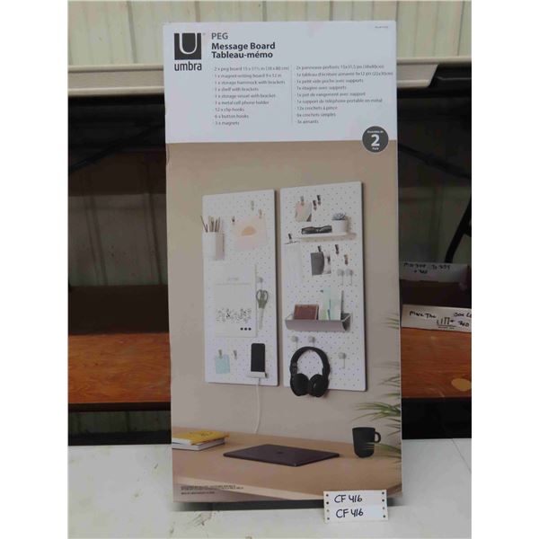 Umbra Peg Message Board, 2 Pack, Each Board 15  x 31.5  - New in Box