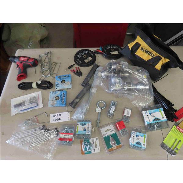 Assorted Goodies ; Screws, Strapping, Door Handle Sets, Test Leads, Zap Straps