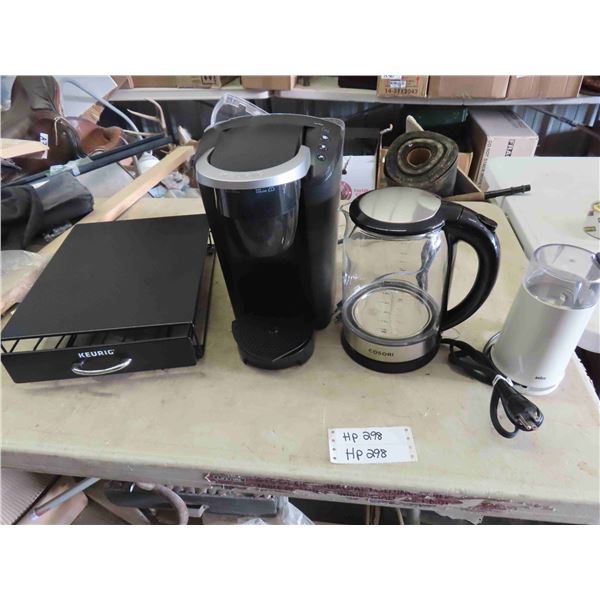 Keurig Coffee Maker, Pod Holder, Braun Bean Chopper, Cosori Kettle