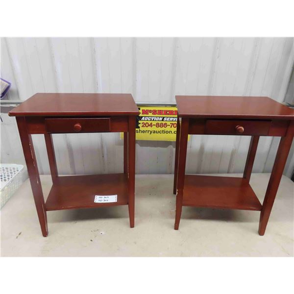 2 Modern End Tables with Single Drawer Shelf 13" x 18" x 24" 