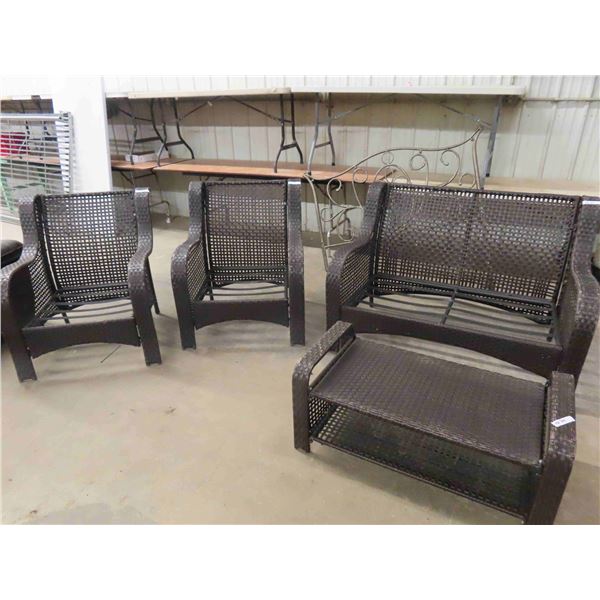 4pc Vinyl Weave Patio Set - No Cushions - 52" Wide Couch