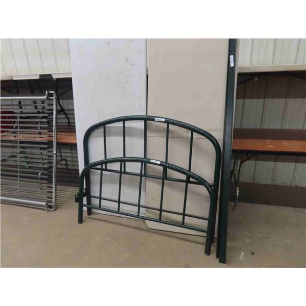 Green Metal Bedframe ; Headboard, Footboard, Rails - 53  Wide