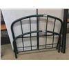 Image 2 : Green Metal Bedframe ; Headboard, Footboard, Rails - 53" Wide